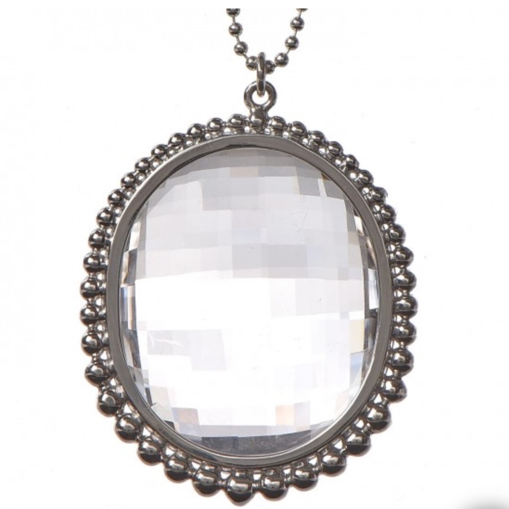 TIFFANY Sterling Silver Crystal Ziegfeld Oval Pendant Necklace - Picture 5 of 9